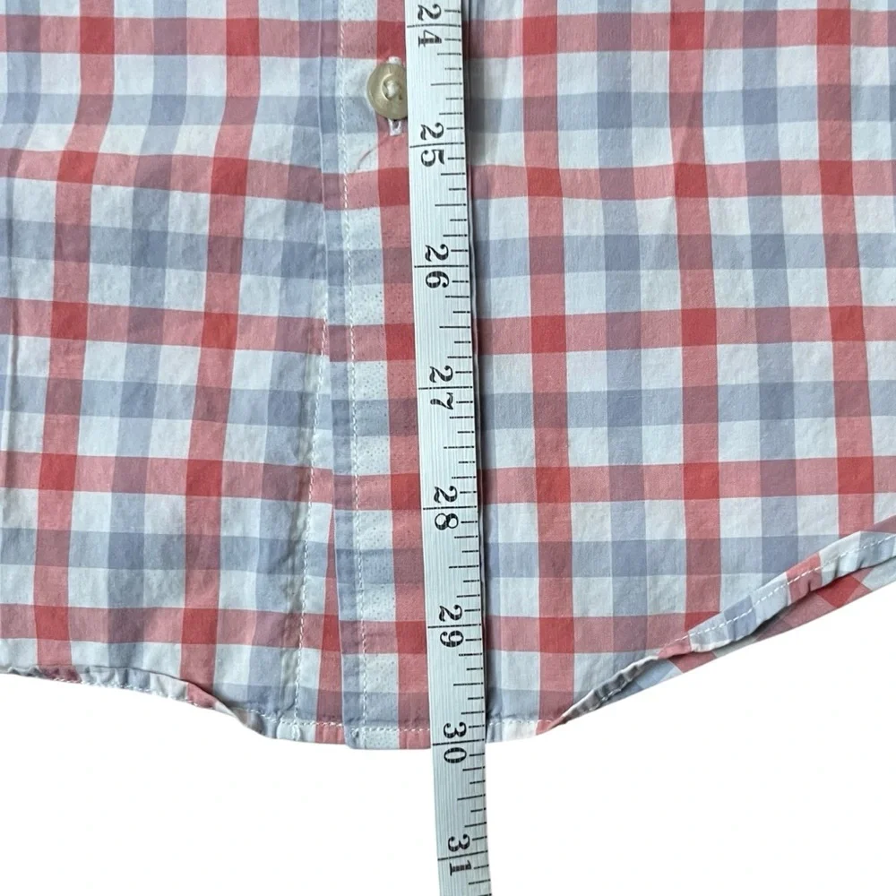 Crew Slim Fit Plaid Button‎ Down Shirt Blue Salmon Cotton Men’s Small